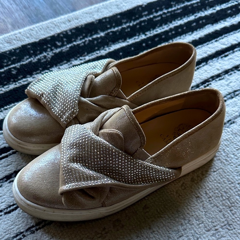 Vince Camuto Tan Slip-On Sneakers with Bow